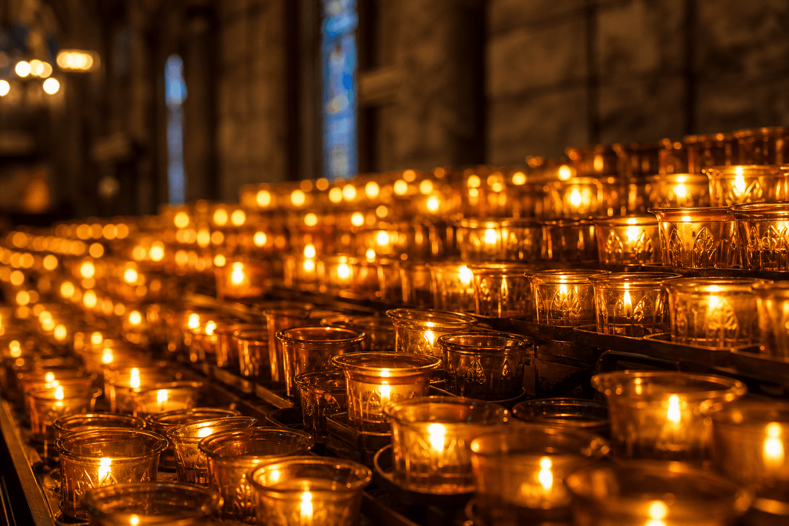 Lit prayer candles in a church - spell removal service