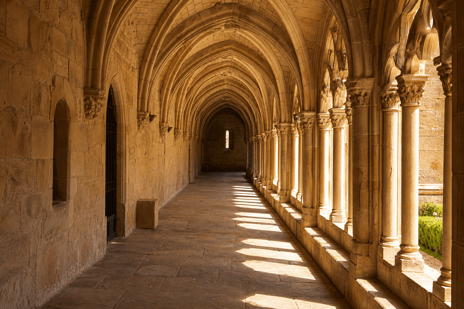 Monastery stone arched cloister - trusted medium